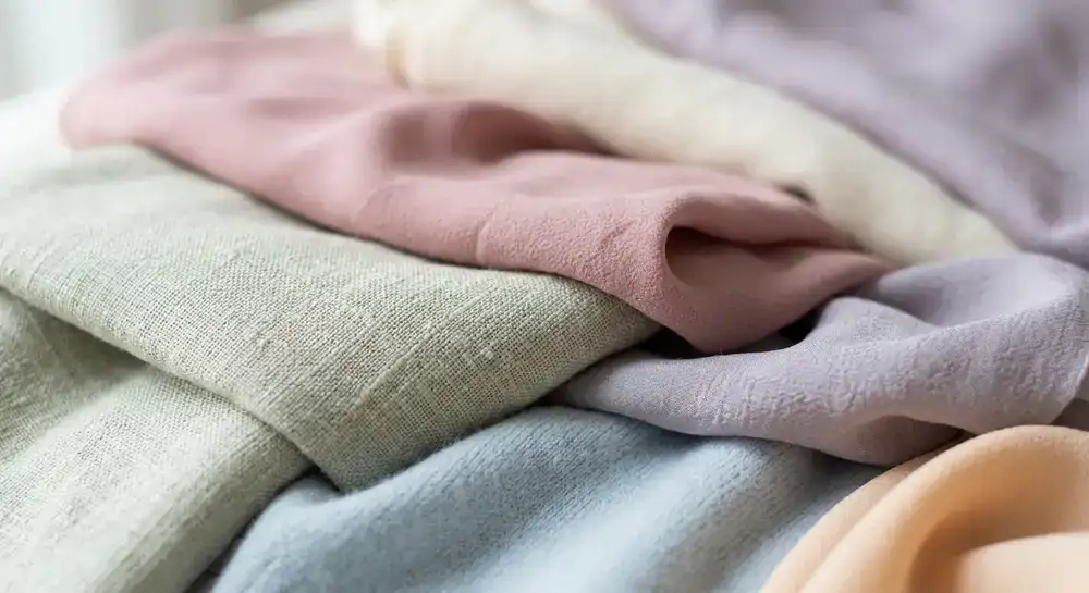 Close up of soft pastel fabric textures